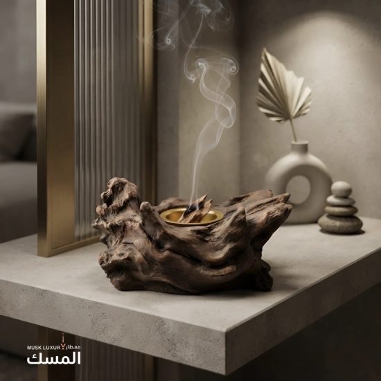 مبخرة جذع خشب العود الفاخرة — بني داكن | معطار المسك