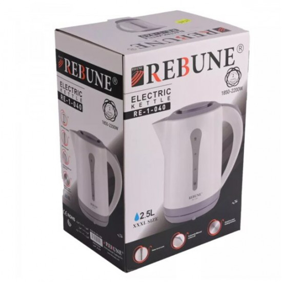 غلاية كهربائية بلاستيك 2.5 لتر من ريبون 1850 واط RE-1-040 غلاية كهربائية بلاستيك 2.5 لتر من ريبون 1850 واط RE-1-040