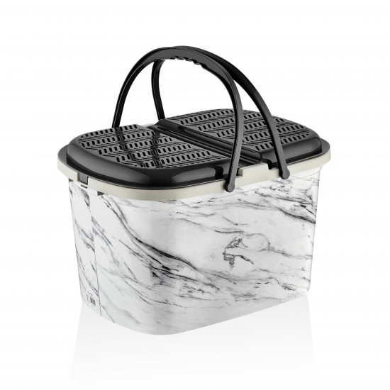 سلة نزهة بلاستيك باللون الأبيض بشكل رخامي سلة نزهة بلاستيك باللون الأبيض بشكل رخامي