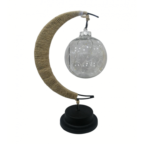 فانوس رمضاني مضيء على شكل هلال بإضاءة صفراء