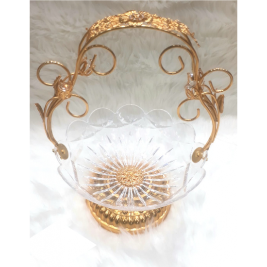 شيالة حلاوة العيد مسكة باللون الذهبي وصحن أكريليك .