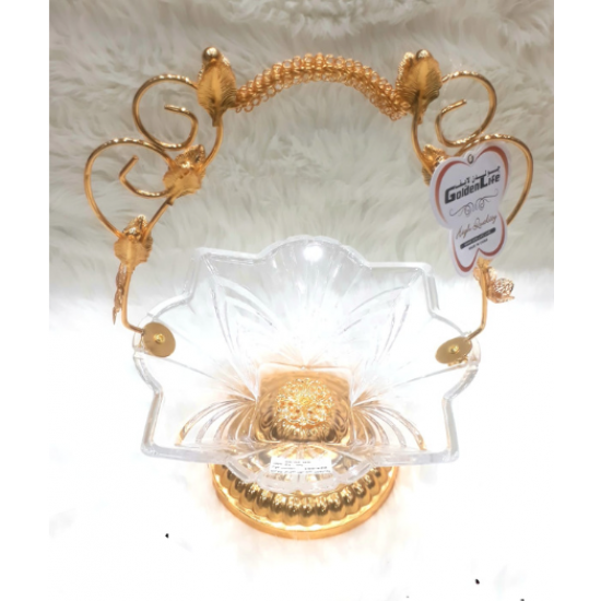 شيالة حلاوة العيد مسكة باللون الذهبي وصحن أكريليك ..