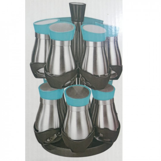 طقم بهارات 12 حبة باللون الفضي والاخضر