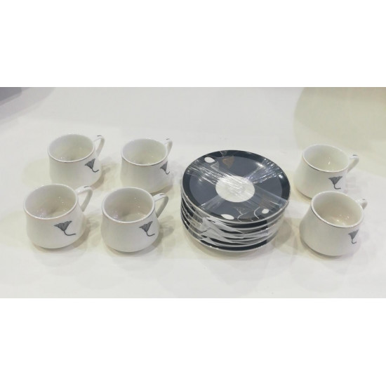 طقم اكواب ستة قطع انيقة مع صحونها برسمة وردة طقم اكواب ستة قطع انيقة مع صحونها برسمة وردة