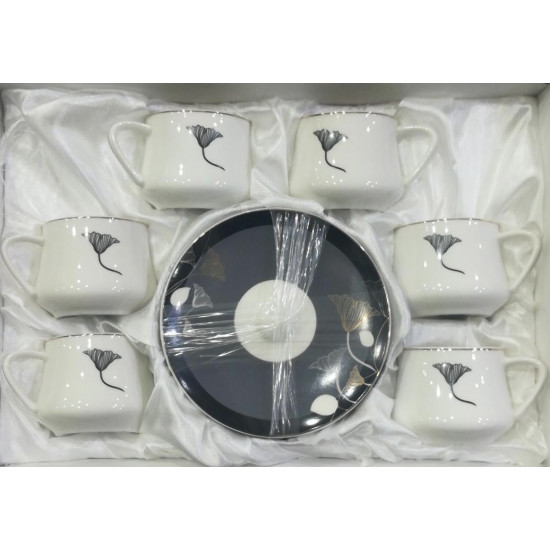 طقم اكواب ستة قطع انيقة مع صحونها برسمة وردة طقم اكواب ستة قطع انيقة مع صحونها برسمة وردة