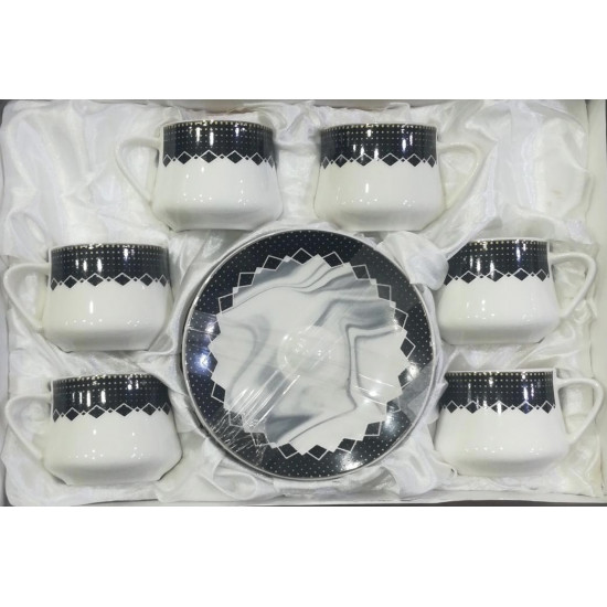 طقم اكواب سته قطع مع صحونها الانيقة برسمة مزخرفة طقم اكواب سته قطع مع صحونها الانيقة برسمة مزخرفة