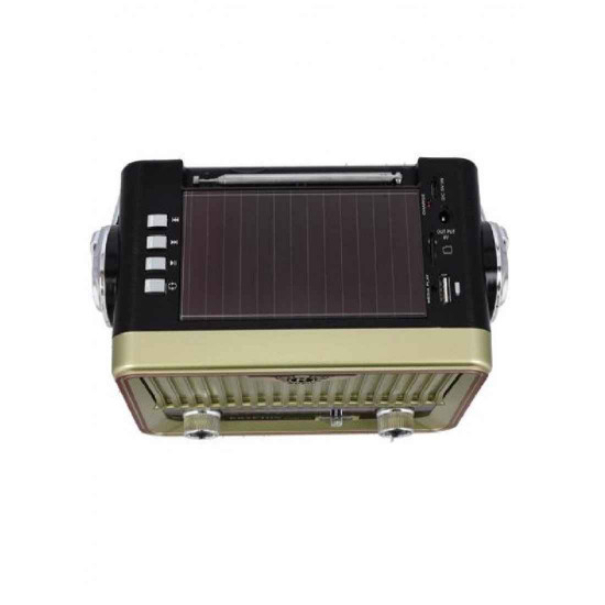 راديو كريبتون قابل للشحن مع لوحة شمسية / أسود وذهبي KNR6373 راديو كريبتون قابل للشحن مع لوحة شمسية / أسود وذهبي KNR6373