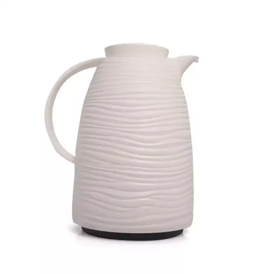 ترمس أبيض مموج بحجم 1 لتر يحفظ الحرارة 12 ساعة ترمس أبيض مموج بحجم 1 لتر يحفظ الحرارة 12 ساعة