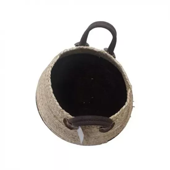 سلة تنظيم و ديكور نسيج بستايل ريفي بلونين بني وبيج حجم كبير