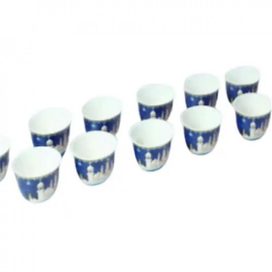 طقم فناجيل قهوة بورسلان فاخرة بشكل رمضاني جميل