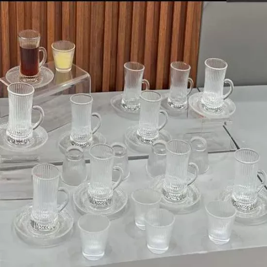 طقم فناجيل قهوه وشاي شفافه أنيقه للمشروبات الساخنة طقم فناجيل قهوه وشاي شفافه أنيقه للمشروبات الساخنة