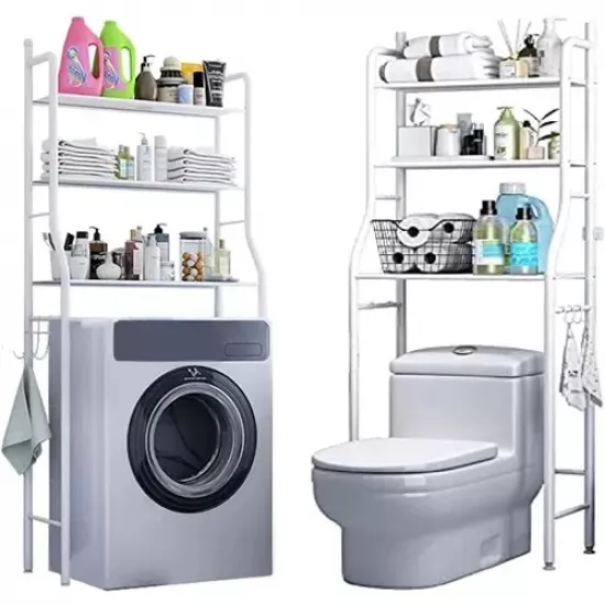 بكج ستاندات تخزين وتنظيم الحمام الأنيق باللون الابيض بكج ستاندات تخزين وتنظيم الحمام الأنيق باللون الابيض