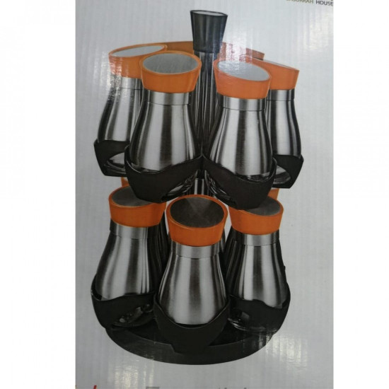 طقم بهارات 12 حبة باللون الفضي والاخضر