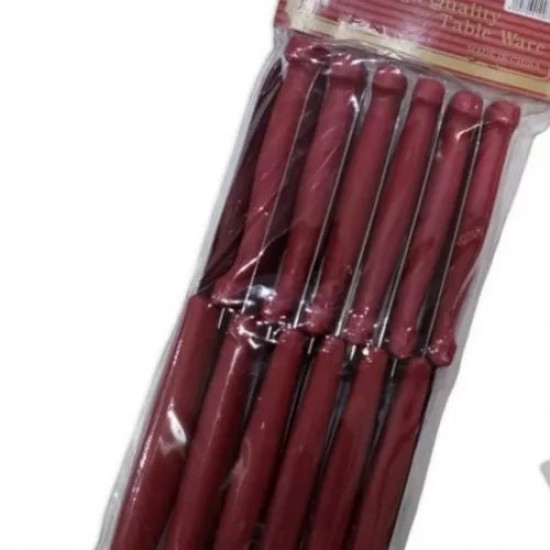 طقم سكاكين فواكه من السيف 12 قطعة لون أحمر