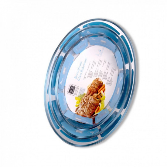 طقم صواني فرن زجاجية بيضاوية الشكل - 3 قطع طقم صواني فرن زجاجية بيضاوية الشكل - 3 قطع