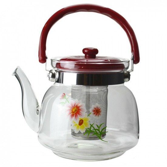 براد زجاج 1600مل مقاوم للحرارة ، مزين بورود براد زجاج 1600مل مقاوم للحرارة ، مزين بورود