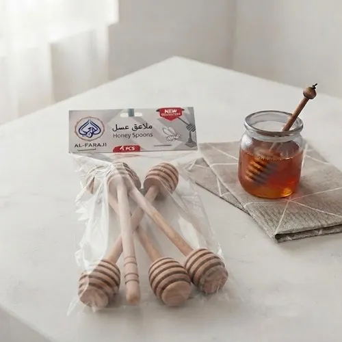طقم ملاعق عسل خشبية لتقديم العسل والحلويات 4 قطع