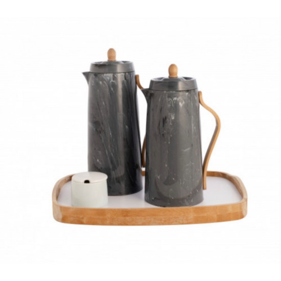 طقم ثلاجات مع حاملة سكر و صينية تقديم من هوست باللون الرمادي