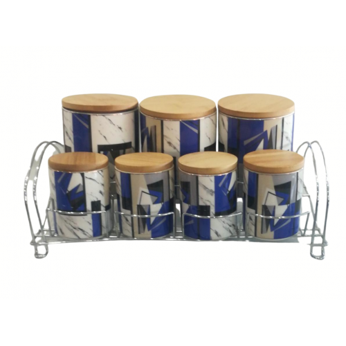 طقم علب بهارات سيراميك 7 قطع مع استاند ملون طقم علب بهارات سيراميك 7 قطع مع استاند ملون