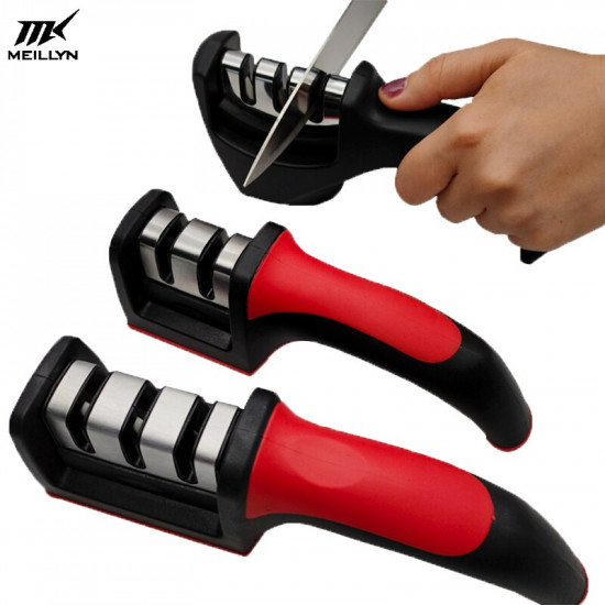 مسن سكاكين بثلاث مراحل قوية للغاية ومتينة وآمنة على اليدين مسن سكاكين بثلاث مراحل قوية للغاية ومتينة وآمنة على اليدين