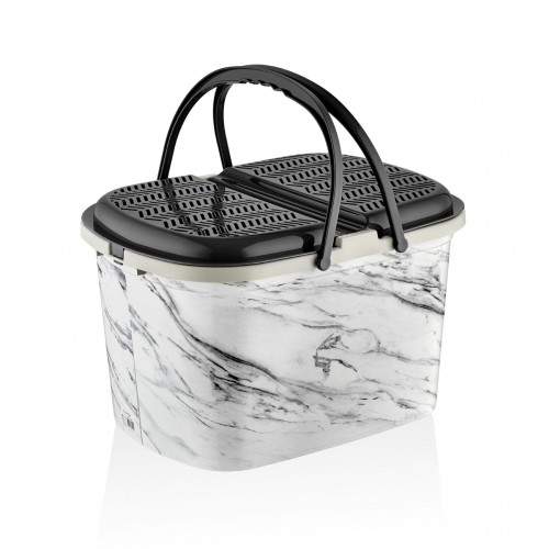 سلة نزهة بلاستيك باللون الأبيض بشكل رخامي سلة نزهة بلاستيك باللون الأبيض بشكل رخامي