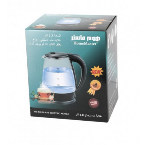 غلاية كهربائية زجاجية لاسلكية من هوم ماستر 1.8 غلاية كهربائية زجاجية لاسلكية من هوم ماستر 1.8