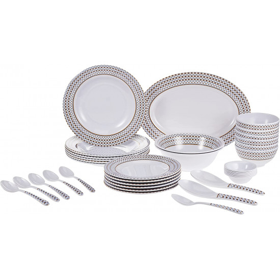 طقم ميلامين من 35 قطعة من رويال فورد، ابيض طراز RF6971 طقم ميلامين من 35 قطعة من رويال فورد، ابيض طراز RF6971