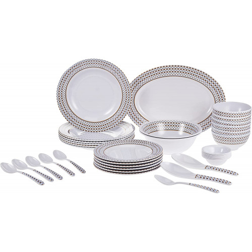 طقم ميلامين من 35 قطعة من رويال فورد، ابيض طراز RF6971 طقم ميلامين من 35 قطعة من رويال فورد، ابيض طراز RF6971