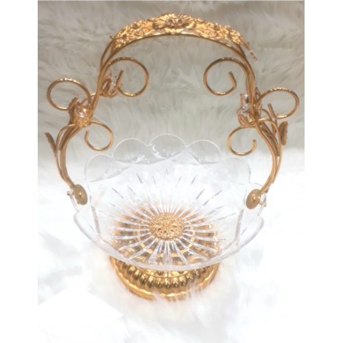 شيالة حلاوة العيد مسكة باللون الذهبي وصحن أكريليك .