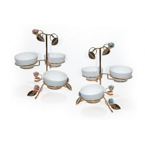 شيالة حلاوة سيراميك بثلاث صحون مزينة بالورود شيالة حلاوة سيراميك بثلاث صحون مزينة بالورود