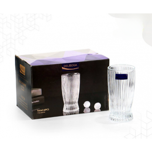 طقم كاسات زجاج 6 حبات شكل مميز ومقاس طويل طقم كاسات زجاج 6 حبات شكل مميز ومقاس طويل