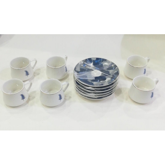 طقم اكواب ستة قطع مميزه مع صحونها برسمة ورقه شجر طقم اكواب ستة قطع مميزه مع صحونها برسمة ورقه شجر