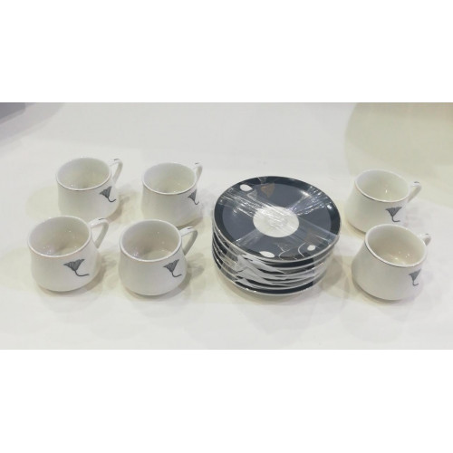 طقم اكواب ستة قطع انيقة مع صحونها برسمة وردة طقم اكواب ستة قطع انيقة مع صحونها برسمة وردة