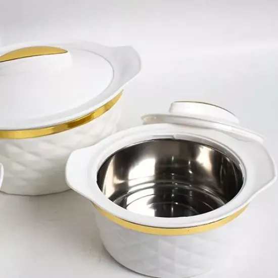 طقم حافظات طعام باللون الأبيض والذهبي 3 احجام مختلفة طقم حافظات طعام باللون الأبيض والذهبي 3 احجام مختلفة