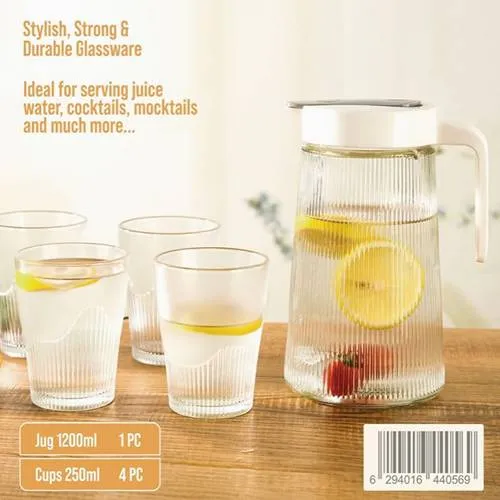 طقم 5 قطع انيق وعملي أبريق وكاسات للعصير طقم 5 قطع انيق وعملي أبريق وكاسات للعصير