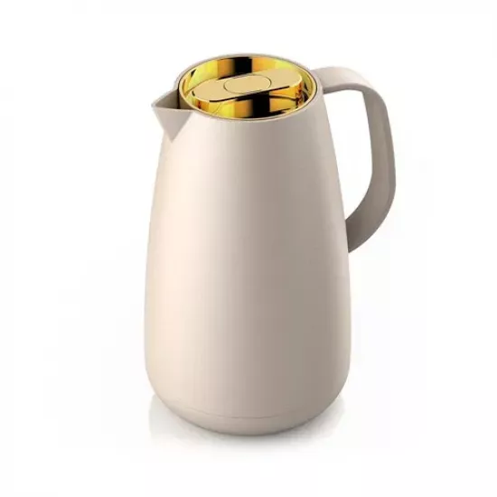 ثلاجة ريفان 1 لتر باللون البيج وغطاء ذهبي بشكل بسيط ومميز ثلاجة ريفان 1 لتر باللون البيج وغطاء ذهبي بشكل بسيط ومميز