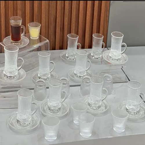 طقم فناجيل قهوه وشاي شفافه أنيقه للمشروبات الساخنة طقم فناجيل قهوه وشاي شفافه أنيقه للمشروبات الساخنة