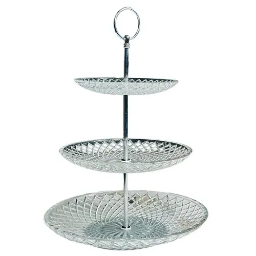 حامل حلويات و توزيعات 3 طبقات شفاف و فضي بنقوشات حامل حلويات و توزيعات 3 طبقات شفاف و فضي بنقوشات