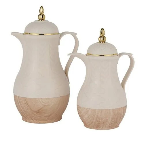 طقم ثلاجات قهوة وشاي باللون البيج والخشبي 1لتر+0.5لتر طقم ثلاجات قهوة وشاي باللون البيج والخشبي 1لتر+0.5لتر