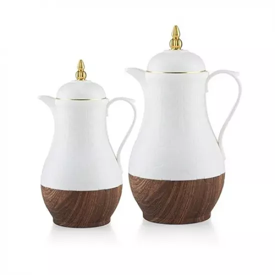 طقم ثلاجات قهوة وشاهي باللون الابيض والخشبي الداكن طقم ثلاجات قهوة وشاهي باللون الابيض والخشبي الداكن