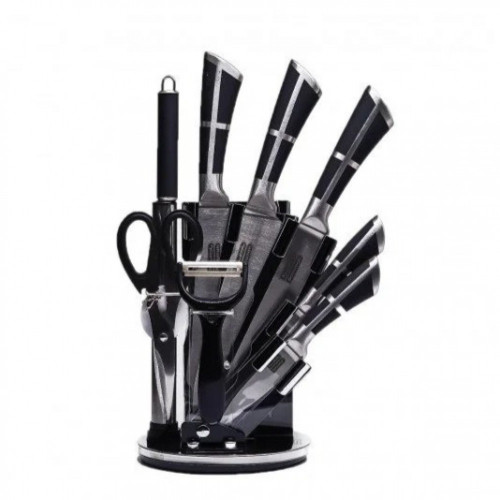 طقم سكاكين مع ستاند 9 قطع لون أسود طقم سكاكين مع ستاند 9 قطع لون أسود