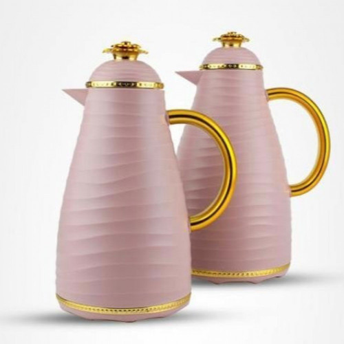 ترمس شاي وقهوة مميز باللون الوردي ومسكة ذهبي ترمس شاي وقهوة مميز باللون الوردي ومسكة ذهبي