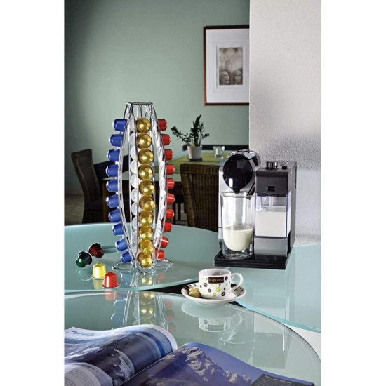 حامل كبسولات قهوة من الكروم يتسع لـ 40 كبسولة