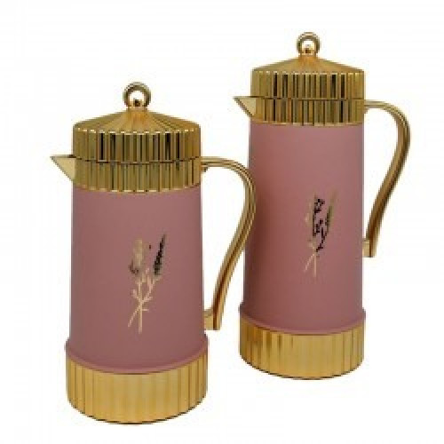 طقم ثلاجات باللون الوردي والذهبي