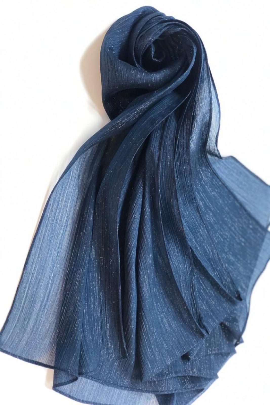 Scarf navy blue semi glittery 011