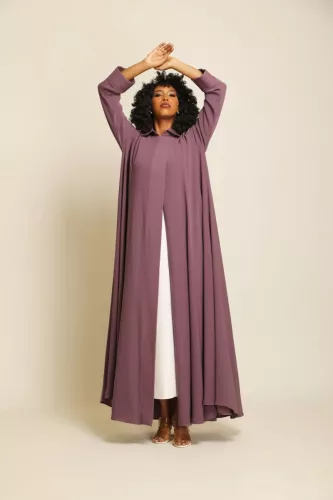 عباية كريب ناعم لون موڤ داكن 083