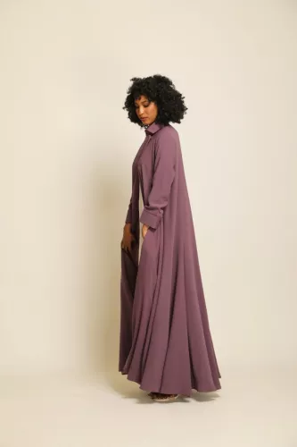 عباية كريب ناعم لون موڤ داكن 083