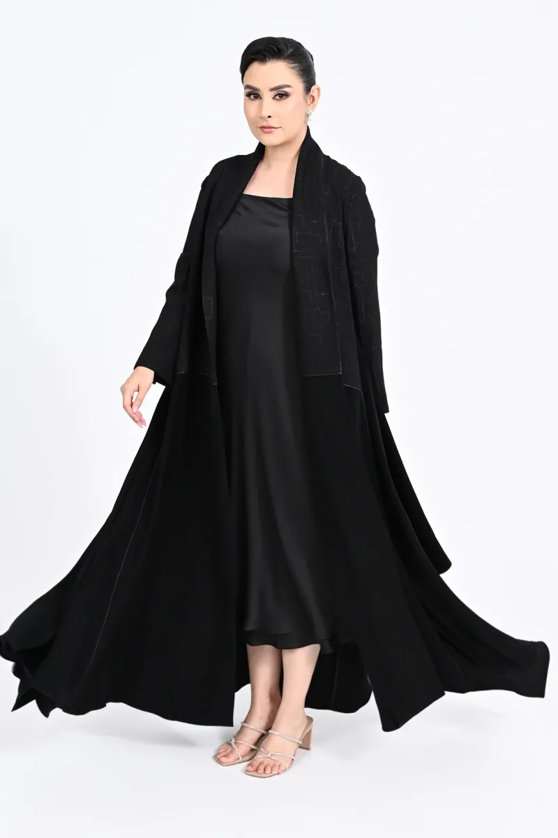 عباية كريب أسود 01017