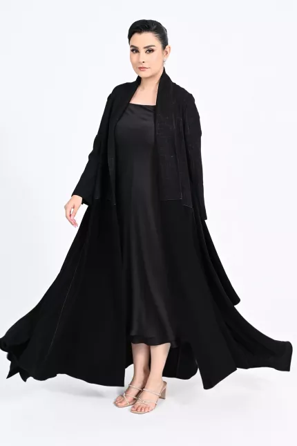 عباية كريب أسود 01017