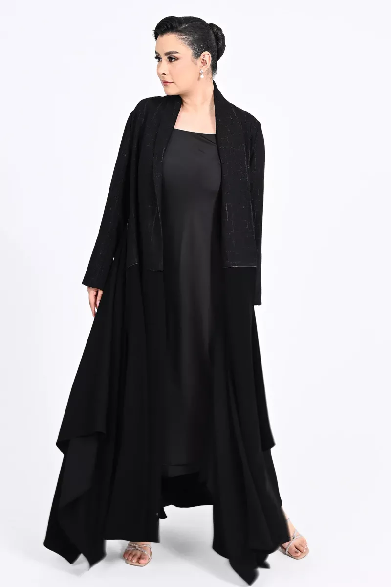 عباية كريب أسود 01017